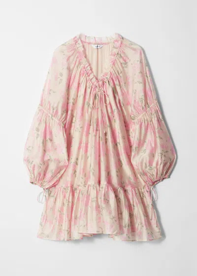 & Other Stories Flounced Mini Dress In Beige