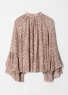 & Other Stories Flounced Stand-collar Blouse In Beige
