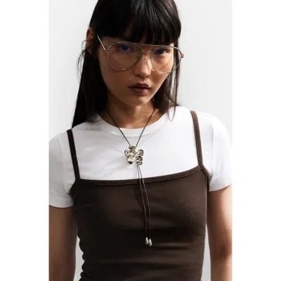 & Other Stories Flower Bolo Necklace In Gold