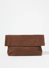 & Other Stories Folded Suede Clutch Grab Bag With Attachable Shoulder Strap In Brown
