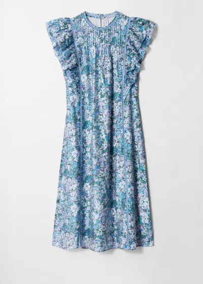 & Other Stories Frill Midi Dress In Blue