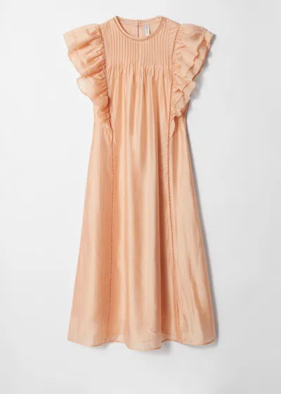 & Other Stories Frill Midi Dress In Brown