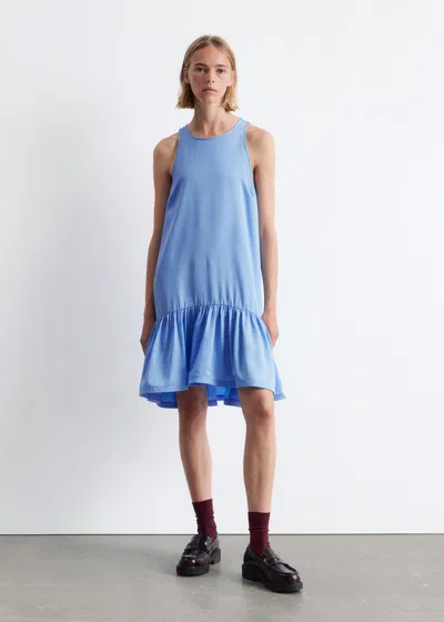 & Other Stories Frill Mini Dress In Blue