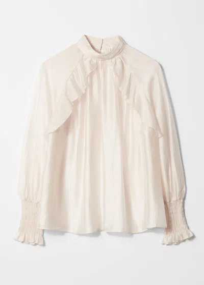& Other Stories Frilled Blouse In Beige