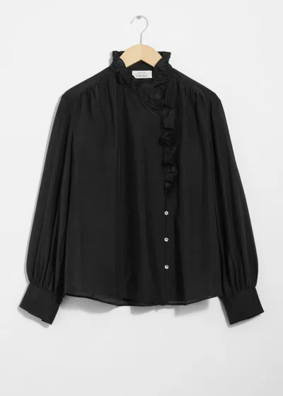 & Other Stories Frilled Blouse In Black