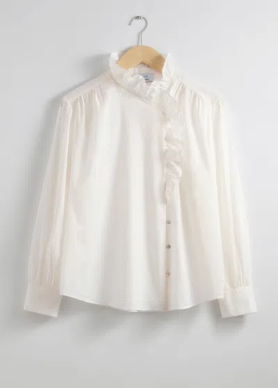 & Other Stories Frilled Blouse In White