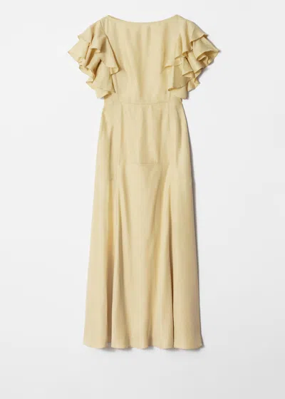 & Other Stories Frilled Satin Maxi Dress In Neutral