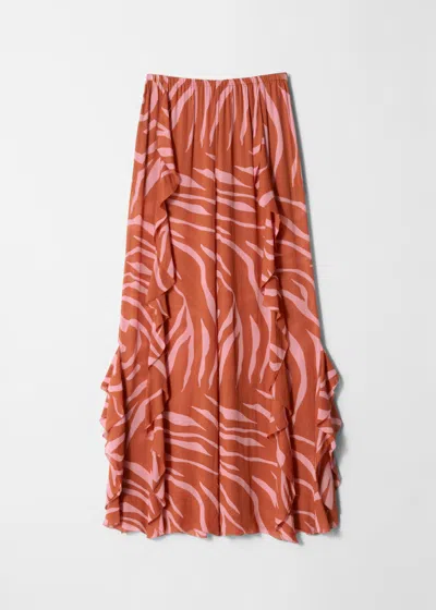 & Other Stories Frilled Wide-leg Trousers In Brown