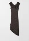 & Other Stories Fringe Rib-knit Midi Dress In Grey