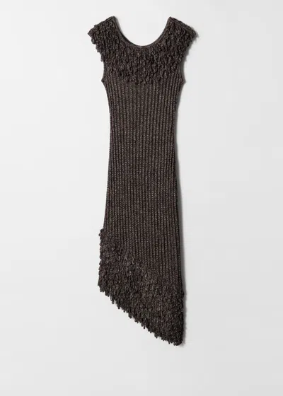 & Other Stories Fringe Rib-knit Midi Dress In Grey
