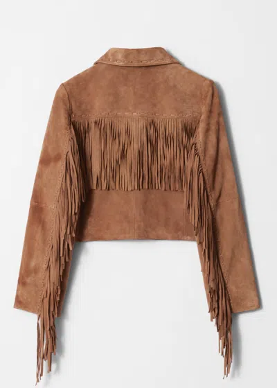 & Other Stories Fringe Suede Jacket In Beige