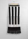 & Other Stories Fringed Knit Midi Skirt In White