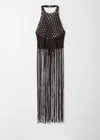 & Other Stories Fringed Macramé Halterneck Top In Brown
