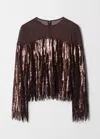 & Other Stories Fringed Sequin Top In Brown