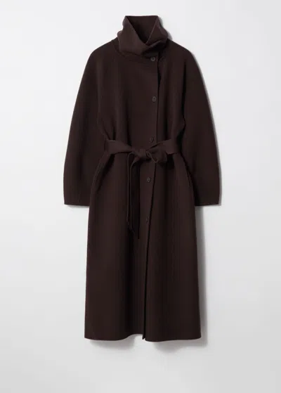 & Other Stories Funnel-collar Wool Coat In Brown