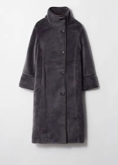 & Other Stories Funnel-neck Faux Shearling Coat In Grey