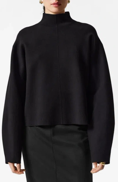 & Other Stories Funnel Neck Sweater In Black Dark
