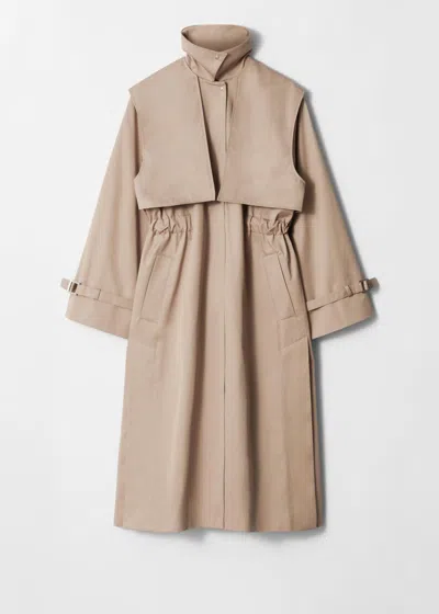 & Other Stories Funnel-neck Trench Coat In Beige