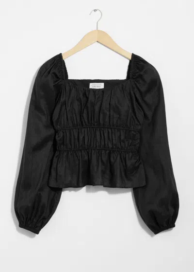& Other Stories Gathered Blouse In Black