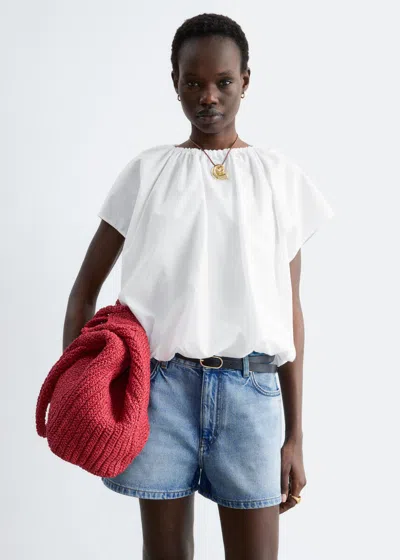 & Other Stories Gathered Cotton Blouse In White