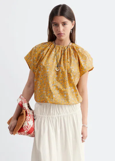 & Other Stories Gathered Cotton Blouse In Yellow