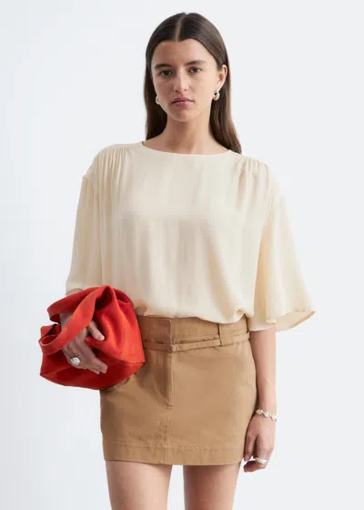 & Other Stories Gathered Crepe Blouse In Neutral