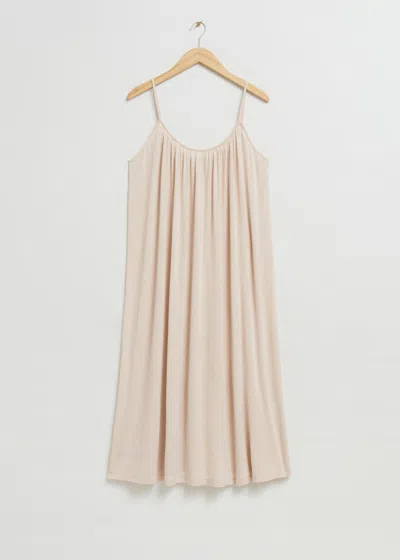 & Other Stories Gathered Detail Strappy Dress In Neutral