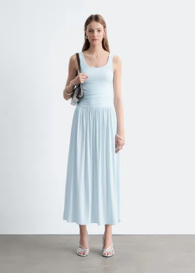 & Other Stories Gathered Jersey Maxi Dress In Blue