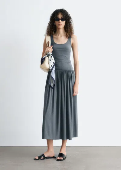 & Other Stories Gathered Jersey Maxi Dress In Gray