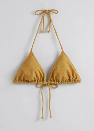 & Other Stories Glitter Triangle Bikini Top In Gold