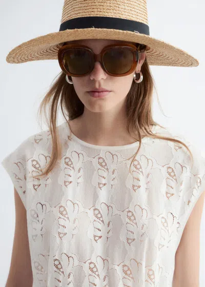 & Other Stories Grosgrain-trimmed Raffia Straw Hat In Brown