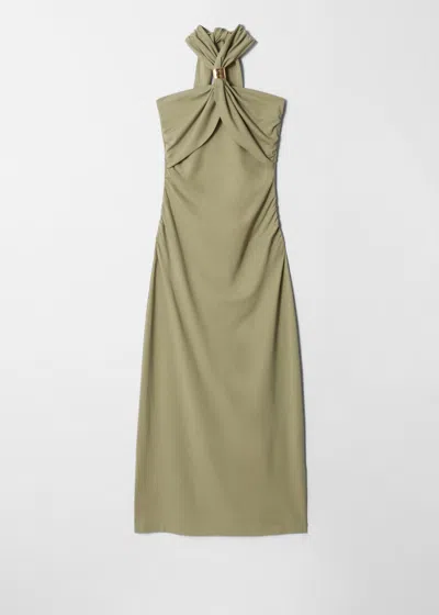 & Other Stories Halterneck Midi Dress In Green