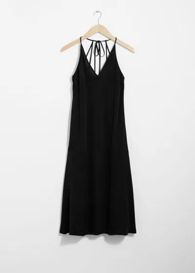 & Other Stories Halterneck Midi Dress In Black