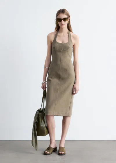 & Other Stories Halterneck Midi Dress In Green