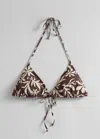 & Other Stories Halterneck Triangle Bikini Top In Brown