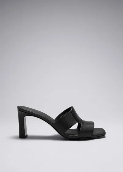 & Other Stories Heeled Leather Mules In Black