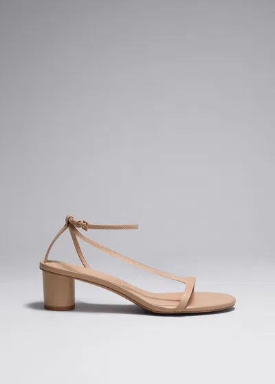 & Other Stories Heeled Leather Sandals In Beige
