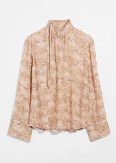 & Other Stories High-collar Silk Blouse In Orange