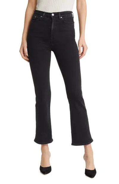 & Other Stories High Waist Ankle Crop Flare Jeans In Black