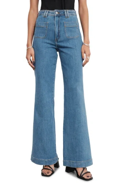 & Other Stories High Waist Flare Jeans In Mid Blue
