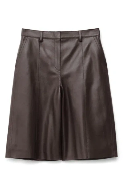 & Other Stories High Waist Leather Bermuda Shorts In Brown