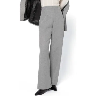 & Other Stories High Waist Wide Leg Trousers In Black/white Mini Check