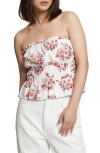 & Other Stories Ivy Floral Print Strapless Top In White