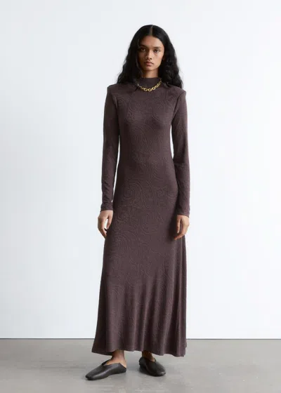 & Other Stories Jacquard Jersey Maxi Dress In Brown