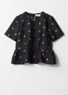 & Other Stories Jacquard Peplum Top In Black