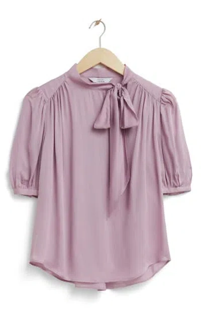 & Other Stories Jeny Tie Neck Top In Pink