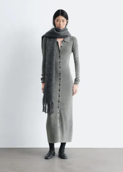 & Other Stories Jersey Midi Shirt Dress In Gray