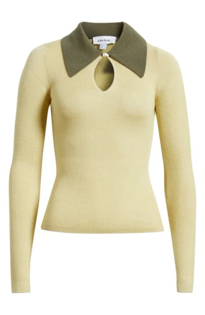 & Other Stories Keyhole Collar Rib Top In Light Green