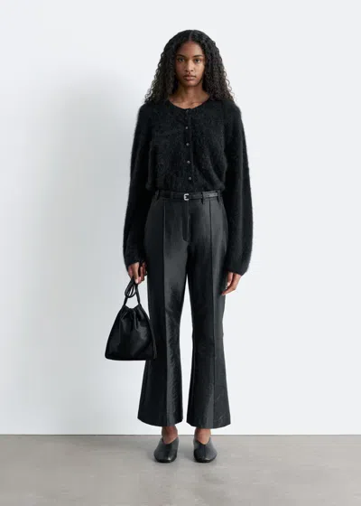 & Other Stories Kick-flare Satin Trousers In Black