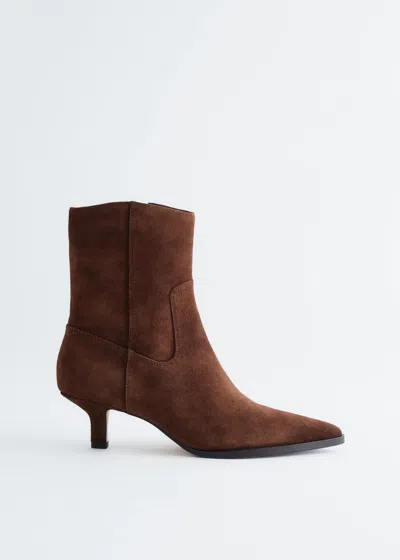 & Other Stories Kitten Heel Ankle Suede Boots In Brown